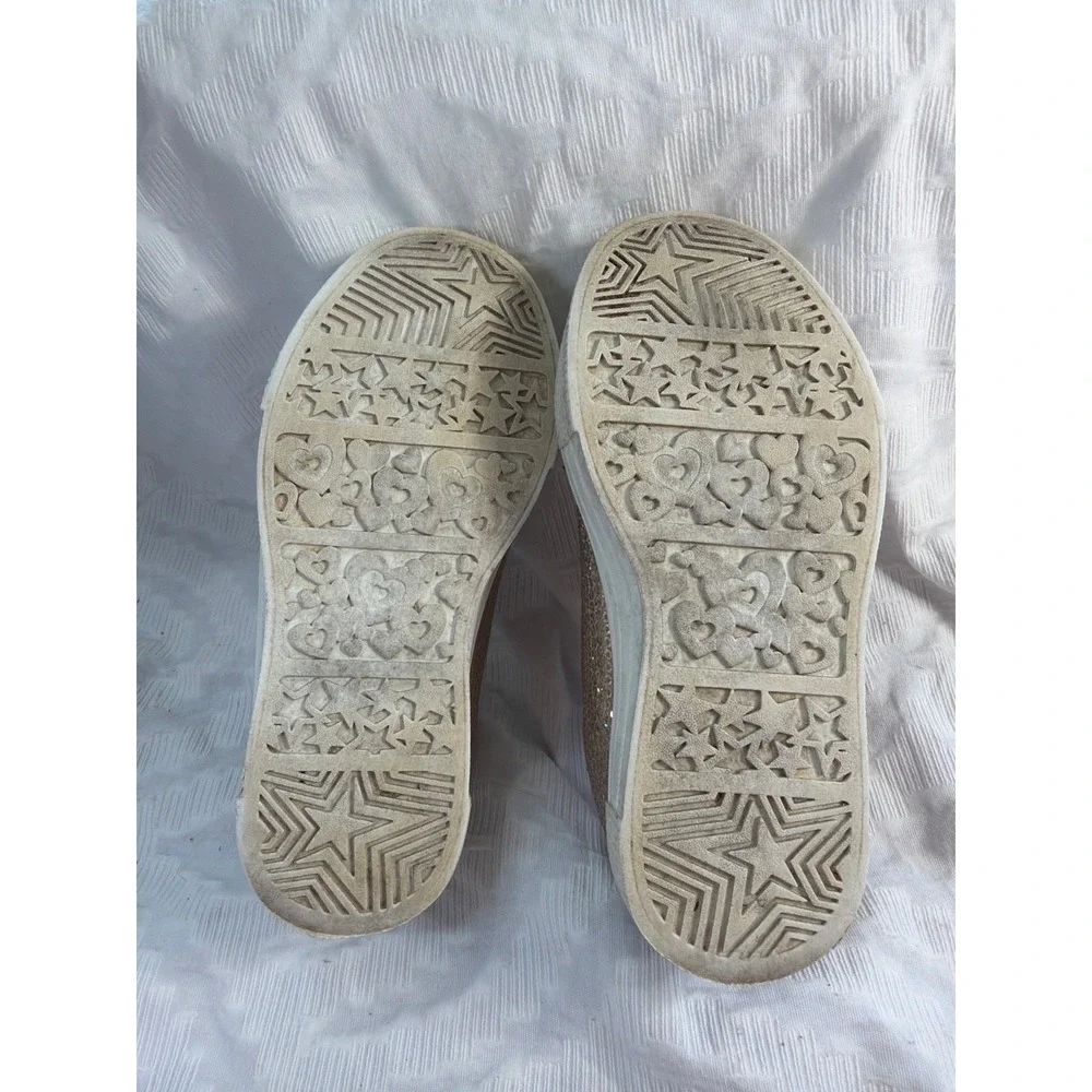 Skechers Twinkle Toes Girls Size 11 Glitter Rhinestone Bow Sneakers Hook & Loop